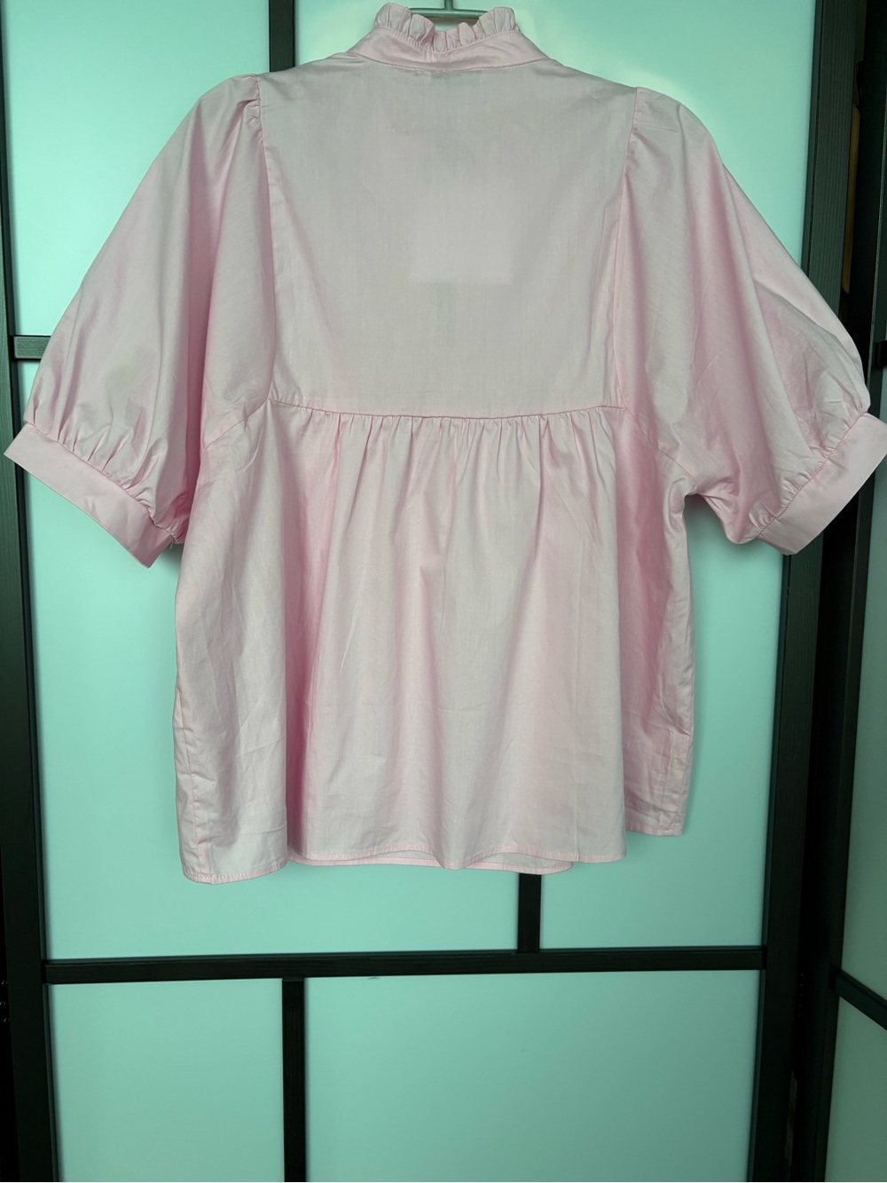 Cicy Bell NWT Light Pink Cotton Puff Sleeve Babydoll Blouse Size L - Picture 6 of 14